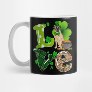 English Mastiff Dog Love Leopard Shamrock Happy St Paddy's Day Mug